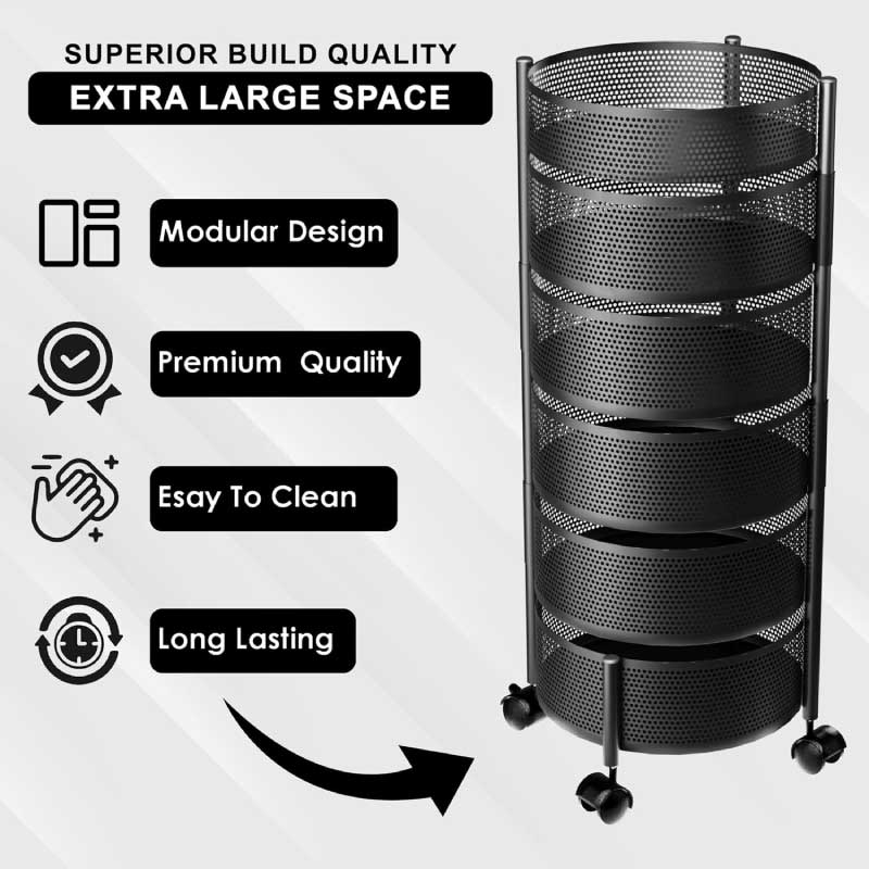 6 Layer Kitchen Storage Rack – Round Shape (360° Rotating)